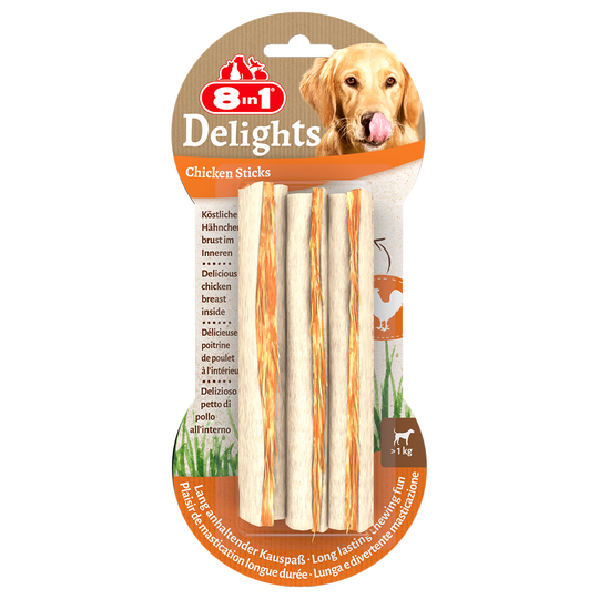 8in1 Delights tuggpinnar med kyckling - Ekonomipack: 6 x 75 g (18 st)