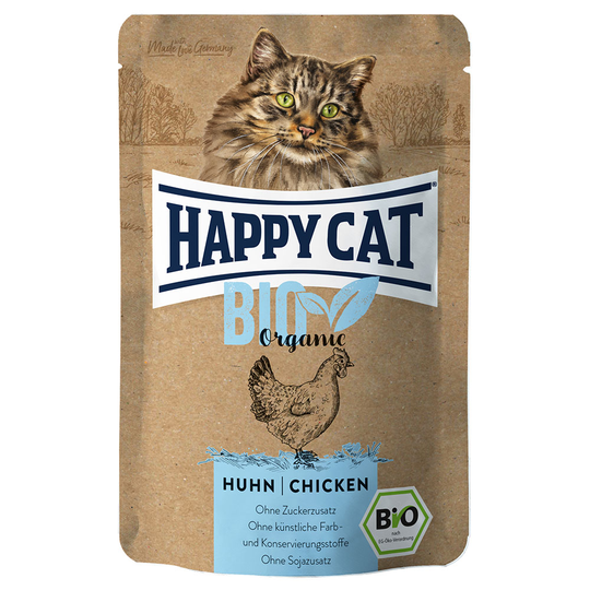 Ekonomipack: Happy Cat Bio Pouch 12 x 85 g - Eko-kyckling & eko-anka
