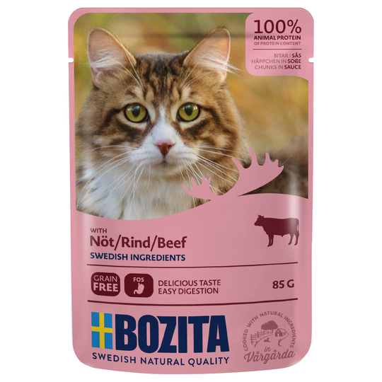 Bozita bitar i sås Pouch 12 x 85 g - Nötkött