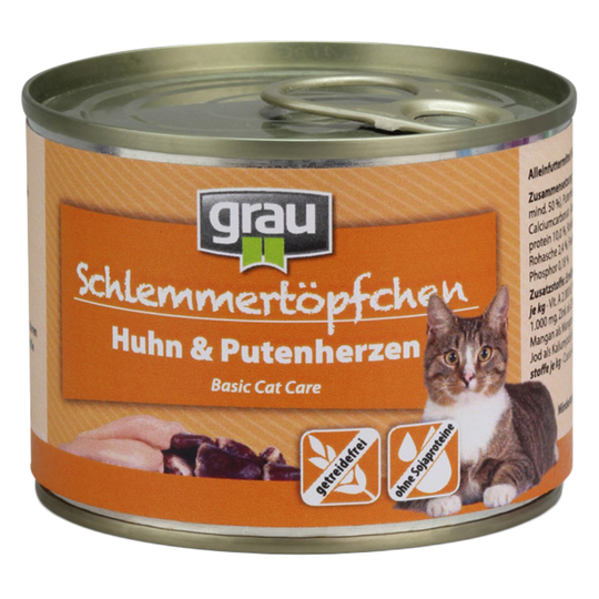 GRAU Gourmet spannmålsfritt 6 x 200 g - Kyckling & kalkonhjärta