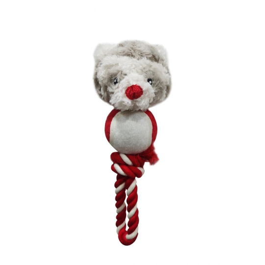 Bark-a-Boo ChristmasLodge Tvättbjörn med Rep och Tennisboll