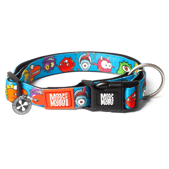 Max & Molly Little Monsters Smart ID halsband - Stl. M: 34-55 cm halsomfång, B 20 mm