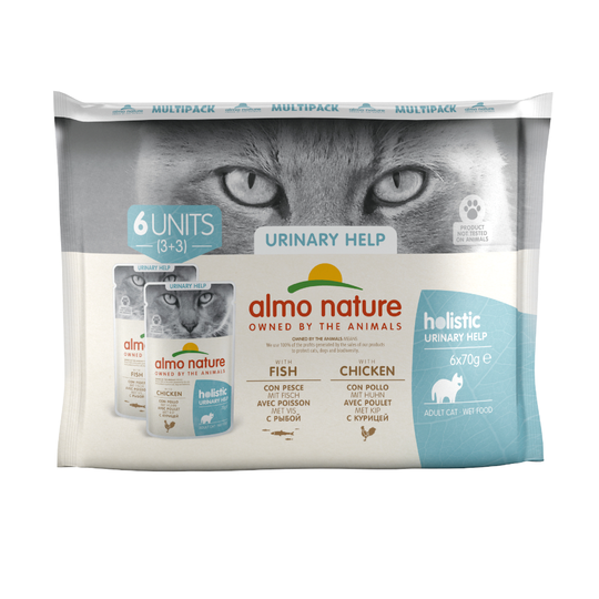 Almo Nature Holistic Urinary Help portionspåse - Blandpack: 6 x med fisk och 6 x med kyckling