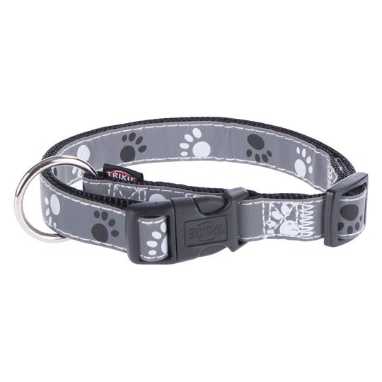 Trixie hundhalsband Reflective Paws - M-L längd 35 - 55 cm, bredd 20 mm