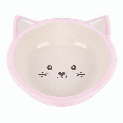 Kattskål i keramik - Rosa