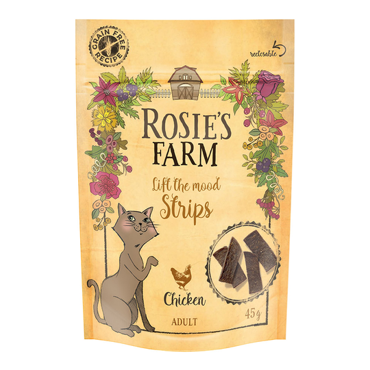 Rosie's Farm Snack "Strips" Chicken - Ekonomipack: 5 x 45 g