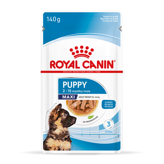 10 / 12 påsar på köpet! 40 x 140 g / 48 x 85 g Royal Canin Size i sås - Maxi Puppy (40 x 140 g)