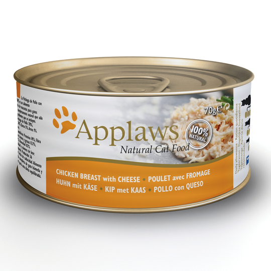 Blandat sparpack: 24 x 70 g Applaws våtfoder i buljong + 6 x 70 g Cosma Nature! - Kycklingbröst & ost + Cosma Nature provpack