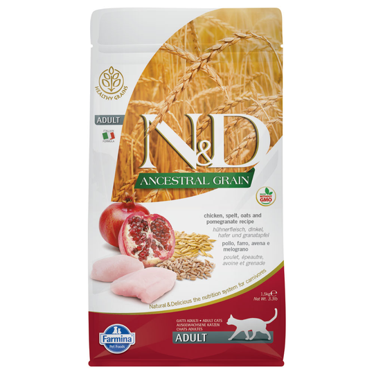 N&D Cat Ancestral Grain Chicken & Pomegranate Adult - Ekonomipack: 2 x 5 kg