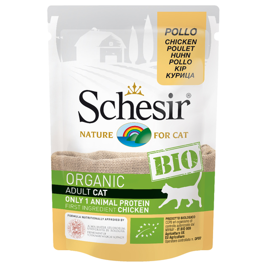 Schesir Bio Pouch 6 x 85 g - Ekologisk kyckling