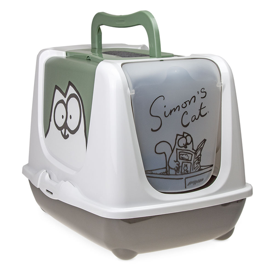 Simon's Cat kattlåda med tak - Grå/grön/vit