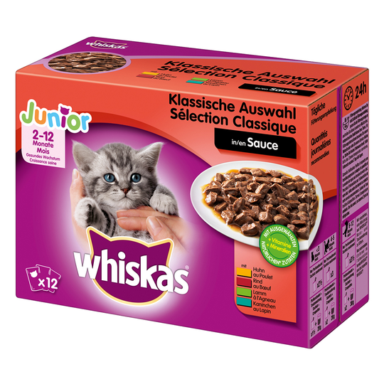 Ekonomipack: Whiskas Junior portionspåse 48 x 85/100 g - Klassiskt urval i sås 100 g