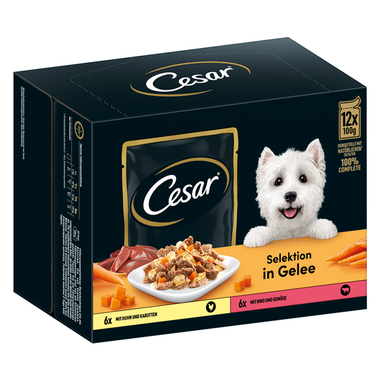 Cesar våtfoder hund till sparpris! - Selection in Jelly Kött & grönsaker 12 x 100 g portionspåse