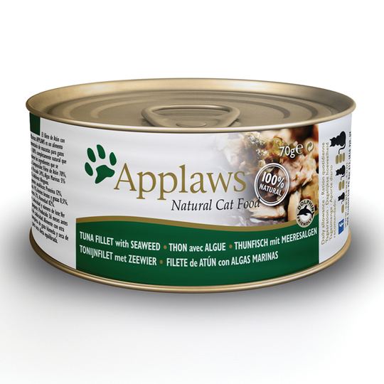 Applaws kattmat i buljong 6 x 70 g - Tonfiskfilé & tång