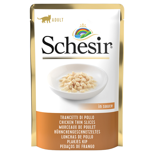 Ekonomipack: Schesir Jelly Pouch 24 x 85 g Kycklingstrimlor i sås