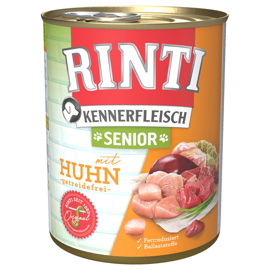 Ekonomipack: 24 x 400 / 800 g RINTI Senior 24 x 800 g Kyckling