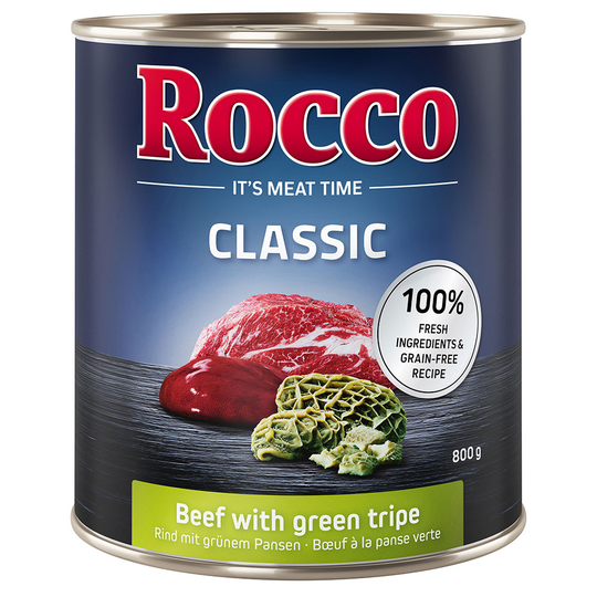 Sparpris! Rocco Classic 24 x 800 g - Nötkött & grön våm