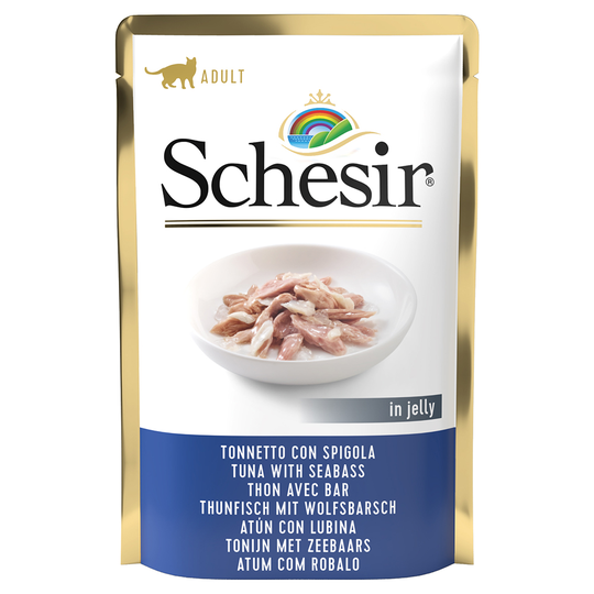 Ekonomipack: Schesir Jelly Pouch 24 x 85 g Tonfisk & havsabborre