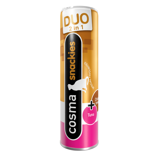 Cosma Snackies DUO 2 in 1 - frystorkat kattgodis - Kycklingbröst & tonfiskfilé 26 g