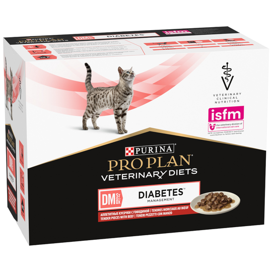 Purina Pro Plan Veterinary Diets Feline DM ST/OX - Diabetes Management Beef - 10 x 85 g