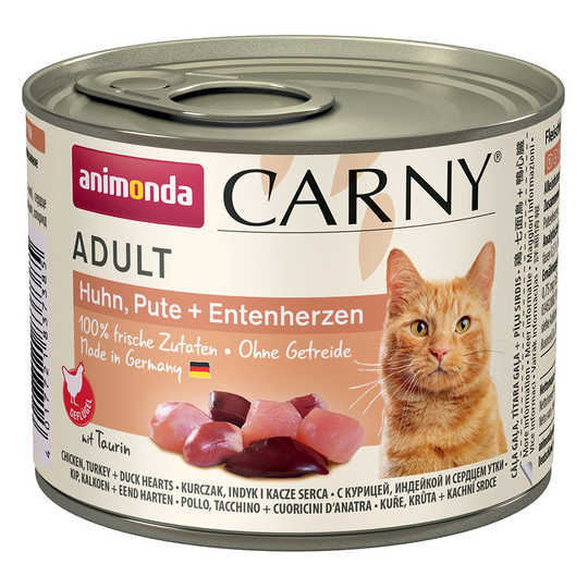 Ekonomipack: Animonda Carny Adult 24 x 200 g Kyckling, kalkon & ankhjärtan