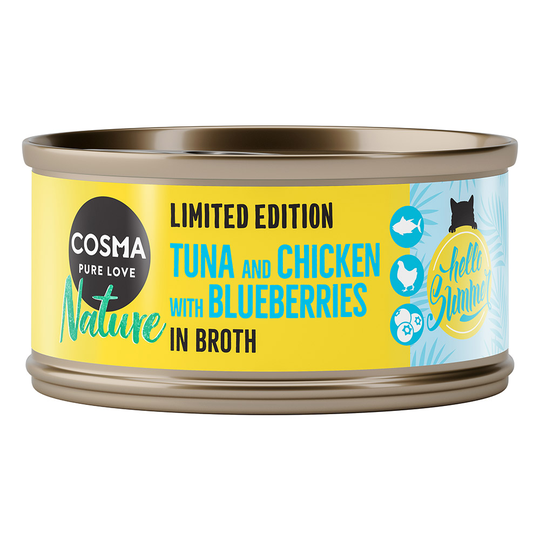 Cosma Nature Summer Edition: Tonfisk & kyckling med blåbär - Ekonomipack: 24 x 70 g