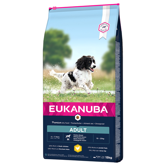 2 x 15 kg Eukanuba torrfoder till sparpris! - Adult Medium Breed Chicken
