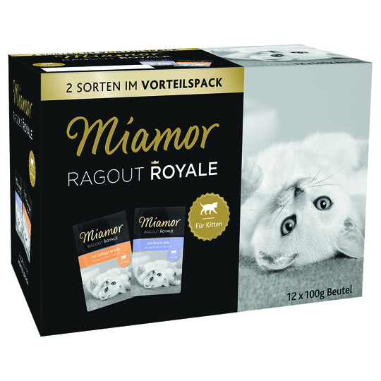 Blandpack: Miamor Ragout Royale Kitten i gelé - 12 x 100 g Höns och nötkött i gelé