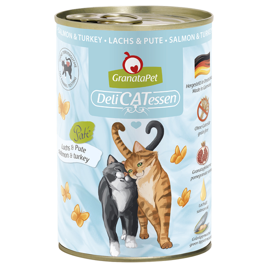 Ekonomipack: GranataPet DeliCatessen 12 x 400 g - Lax & kalkon