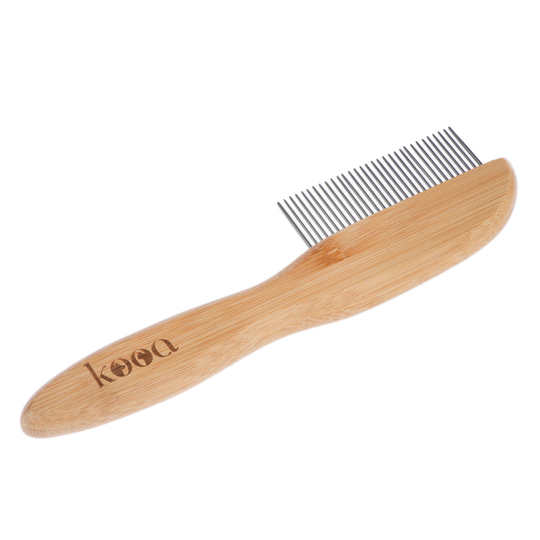 kooa tovkamm / tovutredare av bambu med roterande tänder - L 21,5 x B 5,5 cm