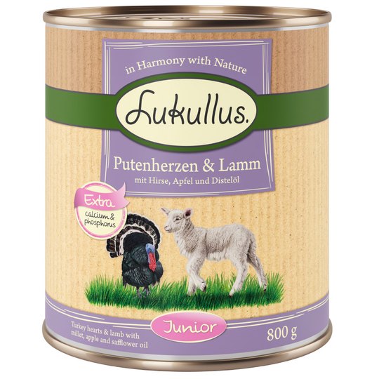 Lukullus Junior Kalkonhjärta & lamm - 6 x 800 g