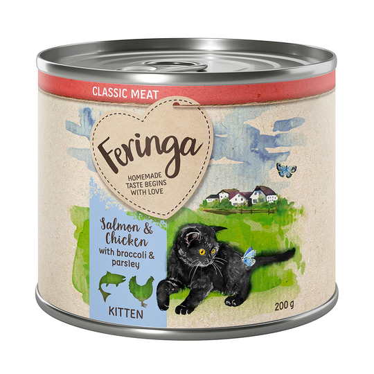 Ekonomipack: Feringa Kitten Classic Meat 24 x 200 g - Lax & kyckling