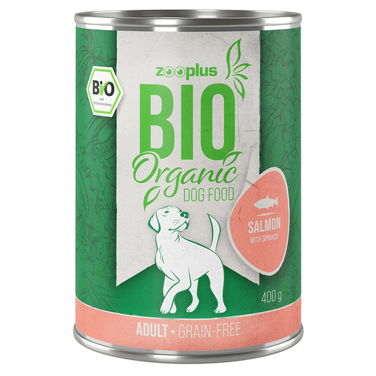 Ekonomipack: zooplus Bio 24 x 400 g - Eko-lax med eko-spenat (spannmålsfritt)