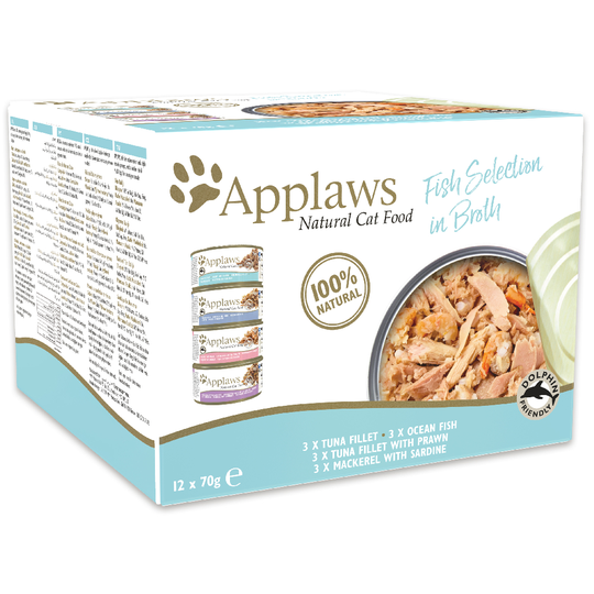 Blandat sparpack: Applaws kattmat Adult 24 x 70 g - Fish Selection