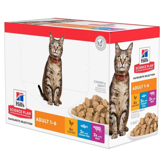 Hill's Science Plan Cat Adult Chicken, Beef Ocean Fish 12x85 g