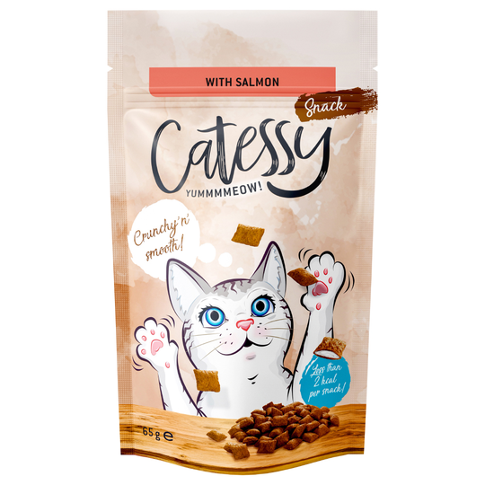 Catessy Knapersnacks 65 g - Ekonomipack: 3 x 65 g Lax, vitaminer & omega-3