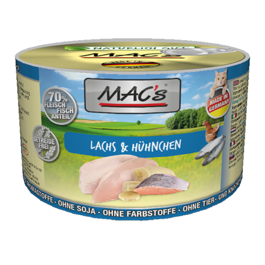 Ekonomipack: MAC's Cat kattfoder 24 x 200 g - Lax & kyckling
