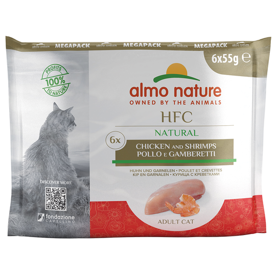 Ekonomipack: Almo Nature HFC Natural Pouch 24 x 55 g - Kyckling & räkor