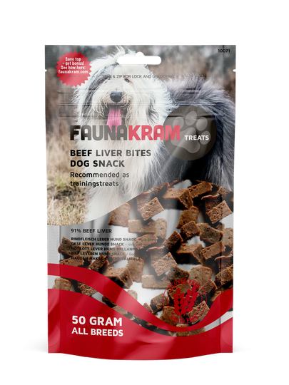 FAUNAKRAM REAL MEAT godbitar 91% oxlever - 50 g