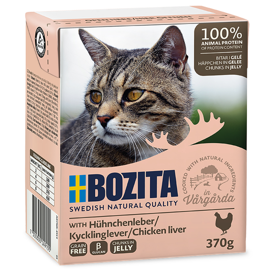 Ekonomipack: 48 x 370 g Bozita bitar i gelé Kycklinglever
