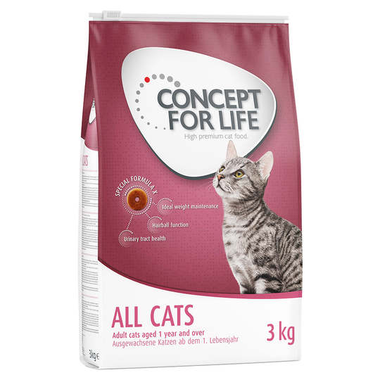 Concept for Life All Cats - förbättrad formel! - 3 kg