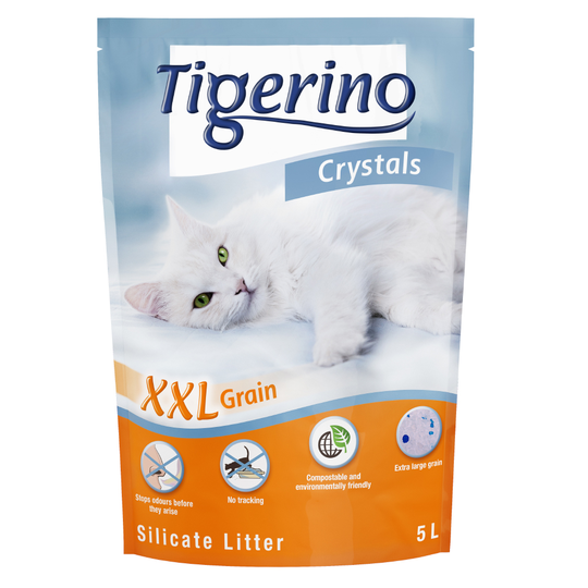 Ekonomipack: 6 x 5 l Tigerino Crystals kattsand - XXL 6 x 5 l