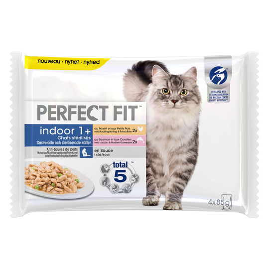 Perfect Fit Sterilised Indoor 1+ - 96 x 85 g Kyckling + Lax