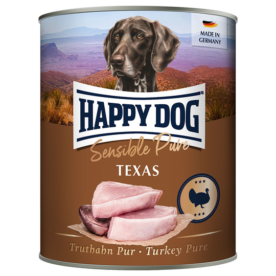 Ekonomipack: Happy Dog Sensible Pure 12 x 800 g - Texas (kalkon pur)