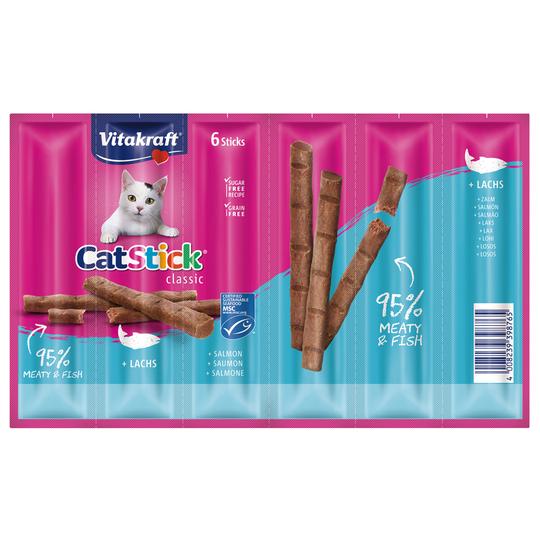 20 + 4 på köpet! Vitakraft Cat Stick 24 x 6 g - Lax & öring