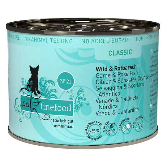 Ekonomipack: catz finefood på burk 12 x 200 g - Vilt & kungsfisk