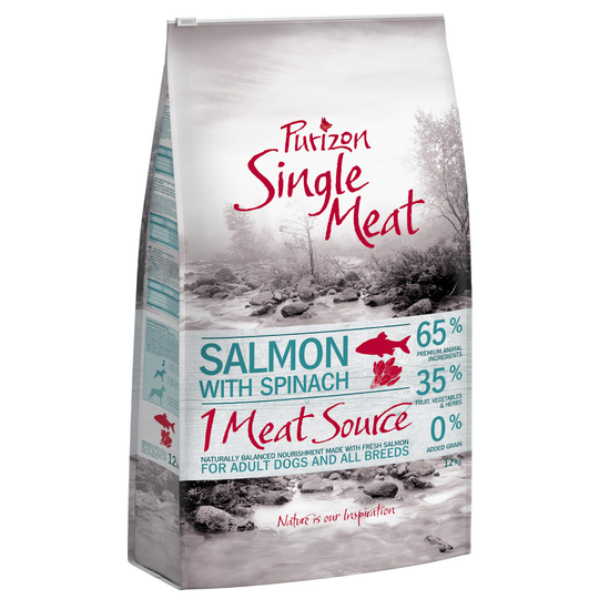 Ekonomipack: Purizon Single Meat hundfoder 2 x 12 kg - Salmon & Spinach