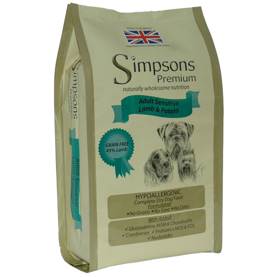 Ekonomipack: Simpsons Premium 2 x 12 kg - Adult Sensitive Lamb & Potato
