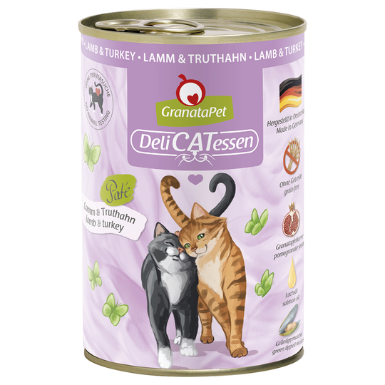 Ekonomipack: GranataPet DeliCatessen 12 x 400 g - Lamm & kalkon