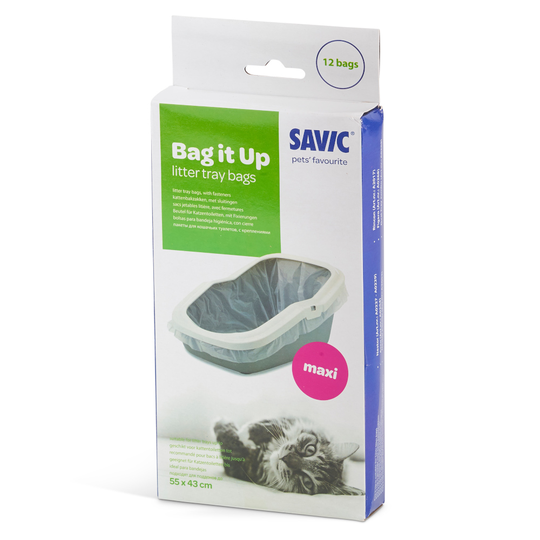 Savic kattlåda Aseo med hög bakvägg Bag it Up Litter Tray Bags, Maxi, 1 x 12 st